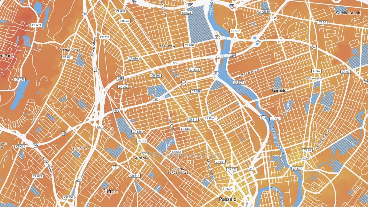 Transit Grade map of 07011, NJ
