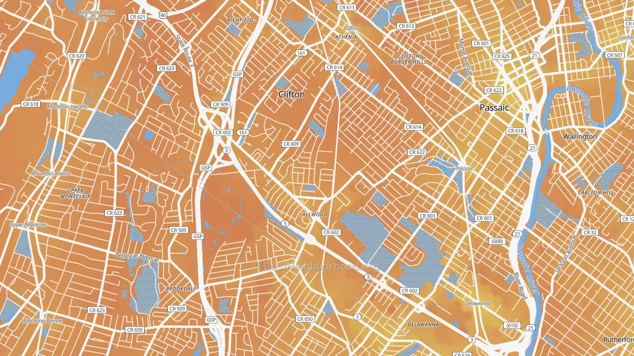 Transit Grade map of 07012, NJ