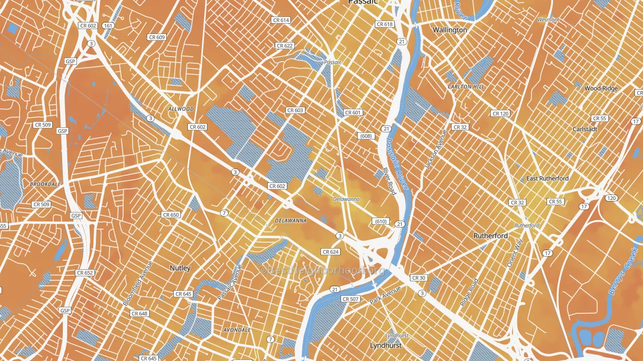 Transit Grade map of 07014, NJ