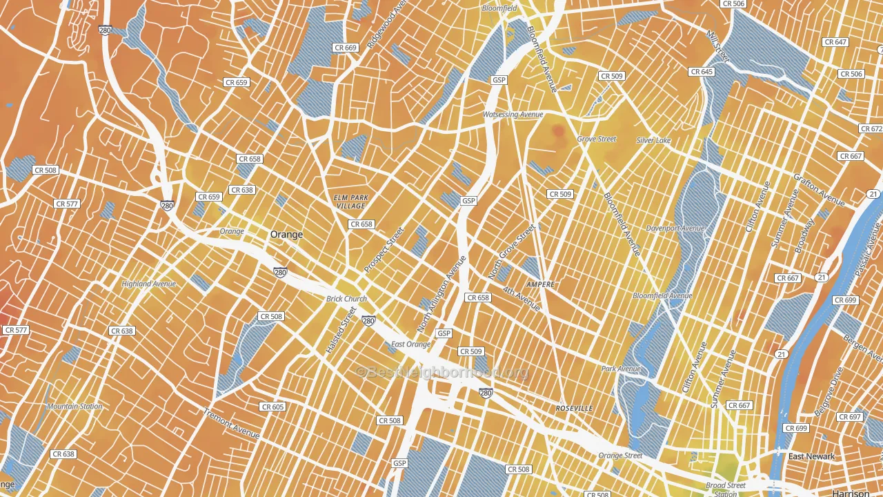 Transit Grade map of 07017, NJ