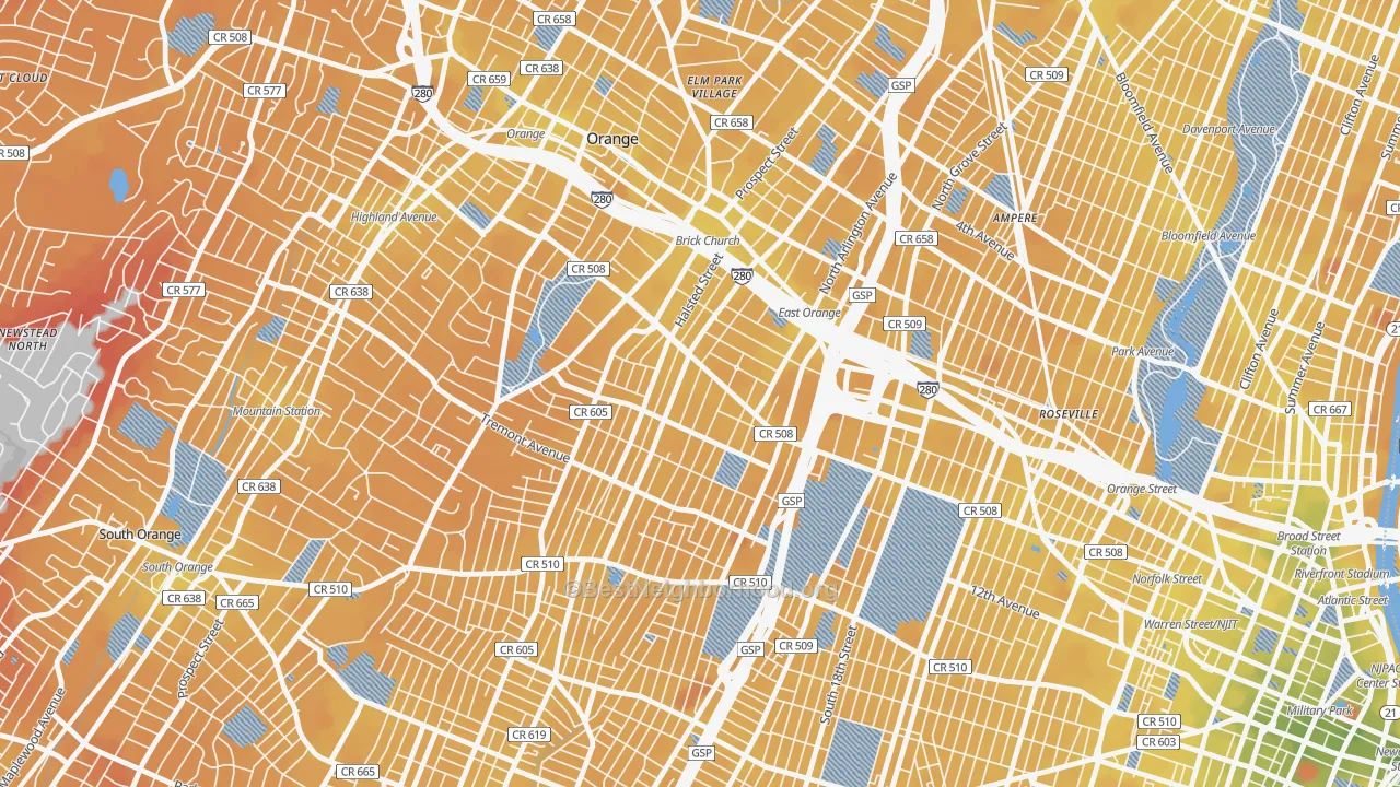 Transit Grade map of 07018, NJ