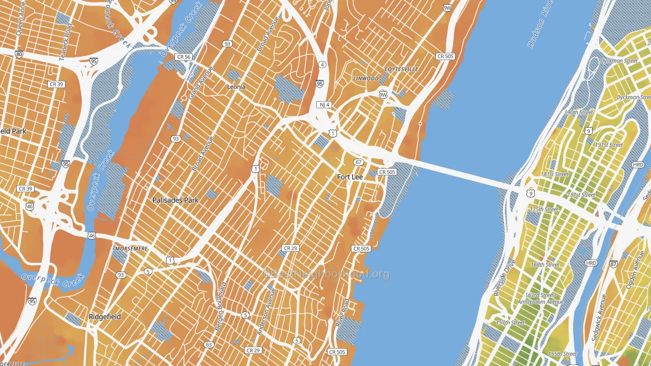 Transit Grade map of 07024, NJ