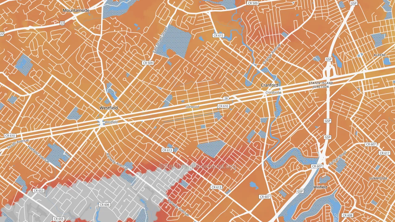Transit Grade map of 07027, NJ