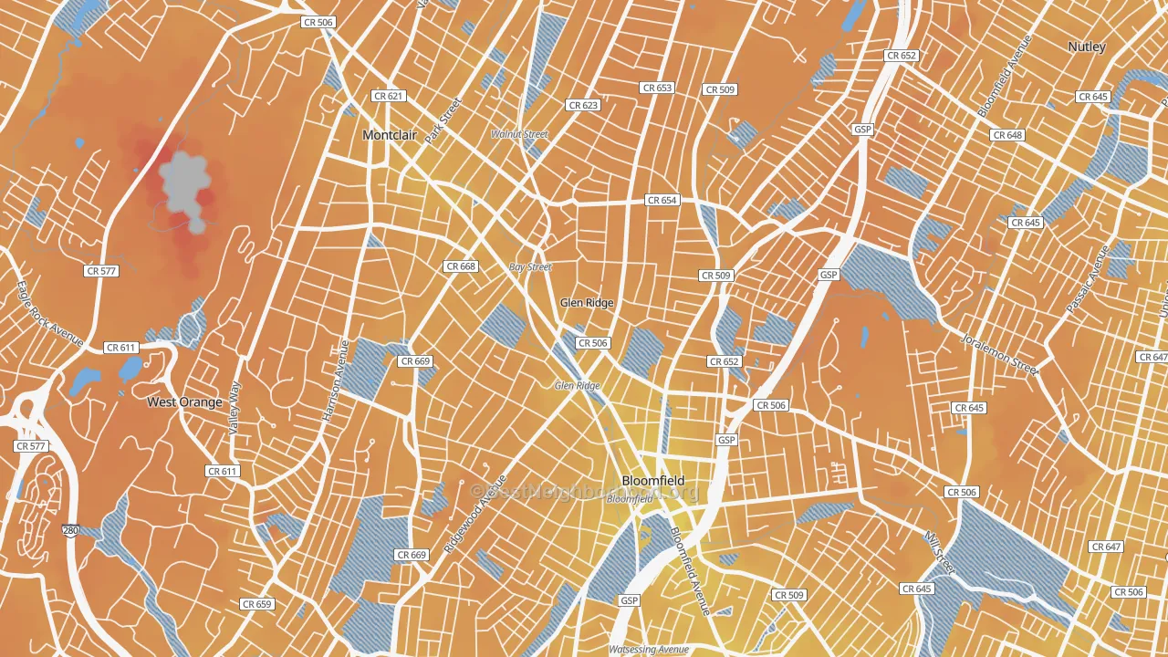 Transit Grade map of 07028, NJ