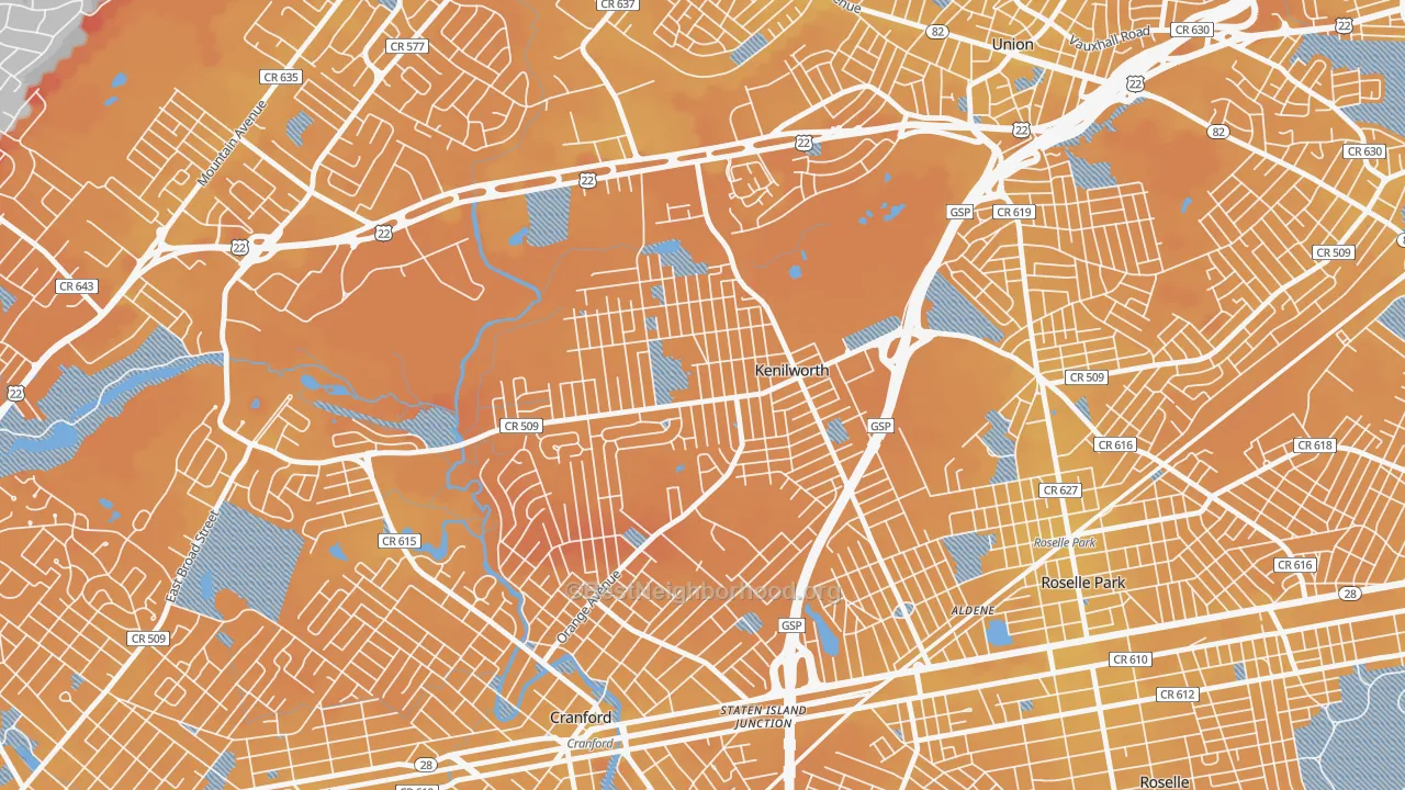Transit Grade map of 07033, NJ