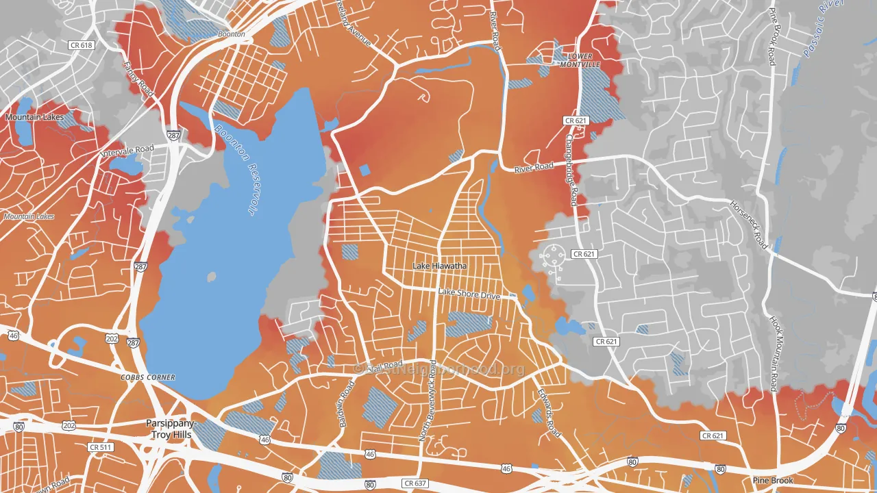 Transit Grade map of 07034, NJ