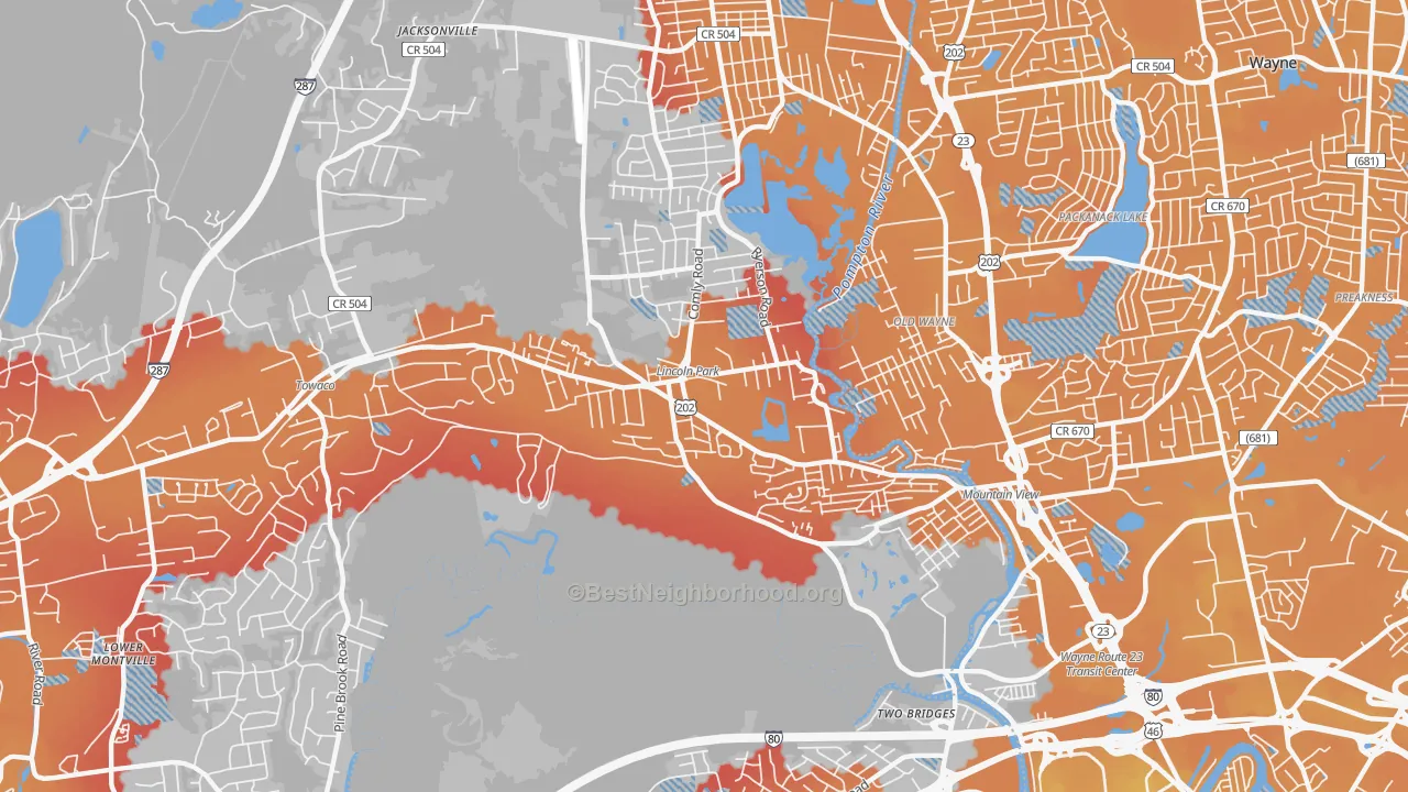Transit Grade map of 07035, NJ