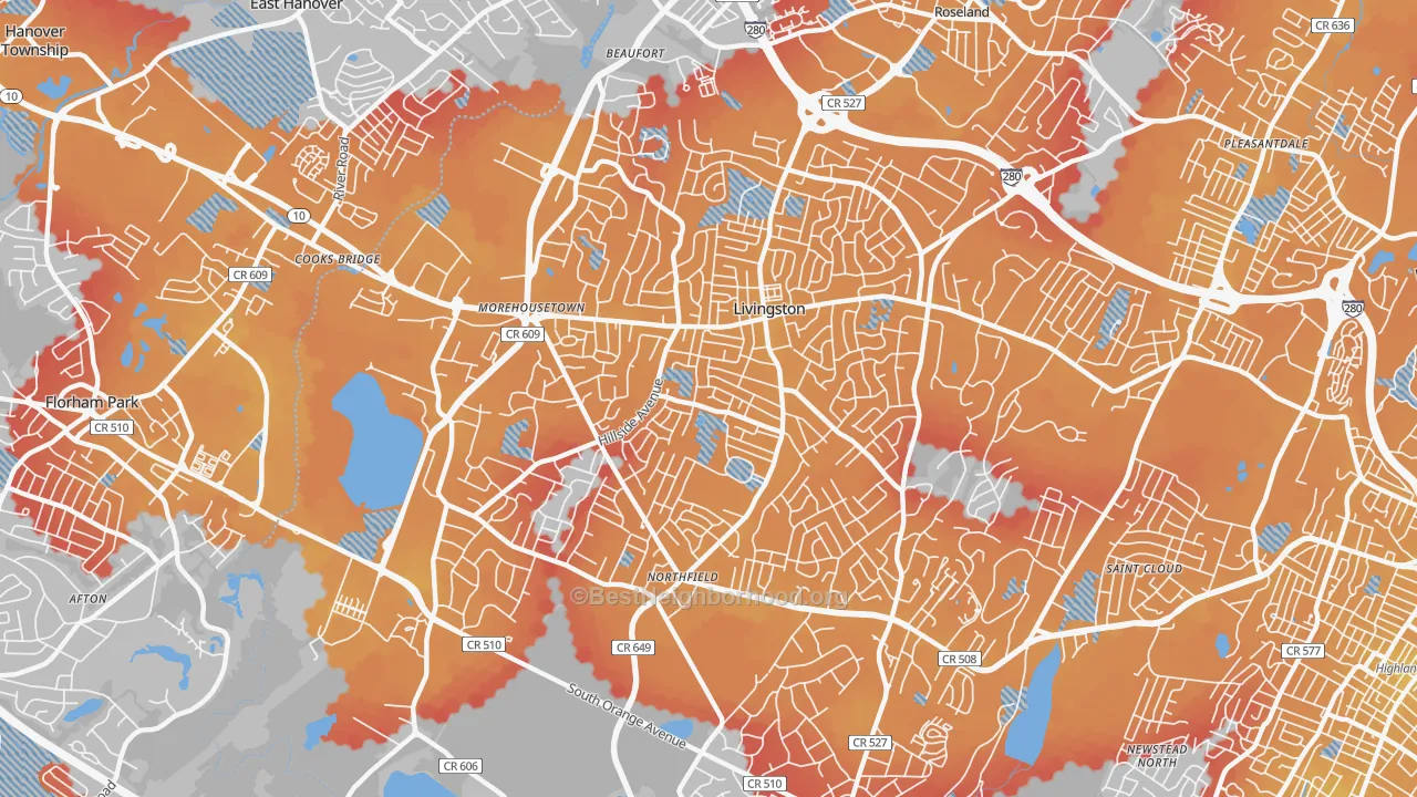Transit Grade map of 07039, NJ