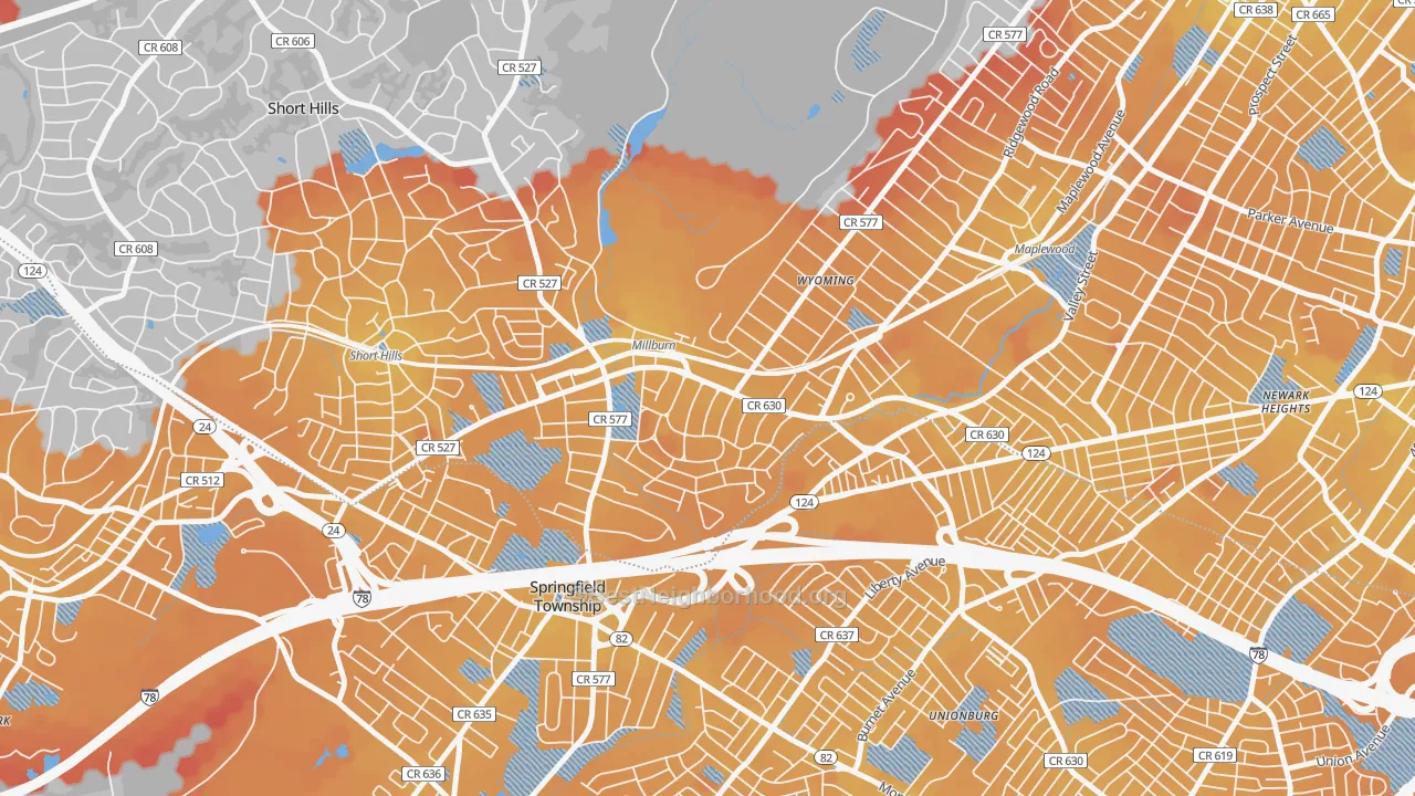 Transit Grade map of 07041, NJ
