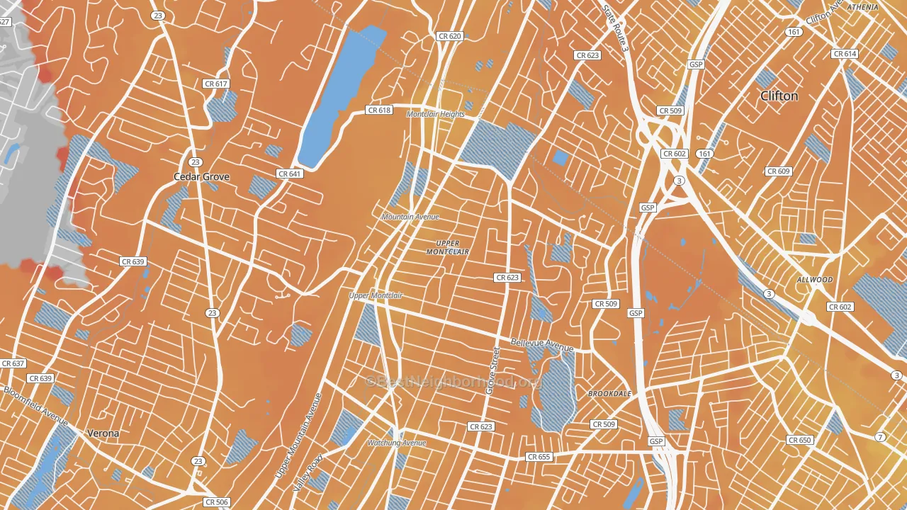 Transit Grade map of 07043, NJ
