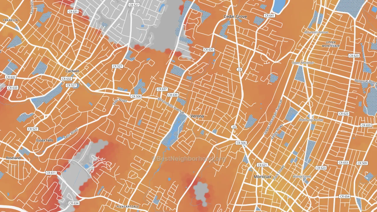 Transit Grade map of 07044, NJ