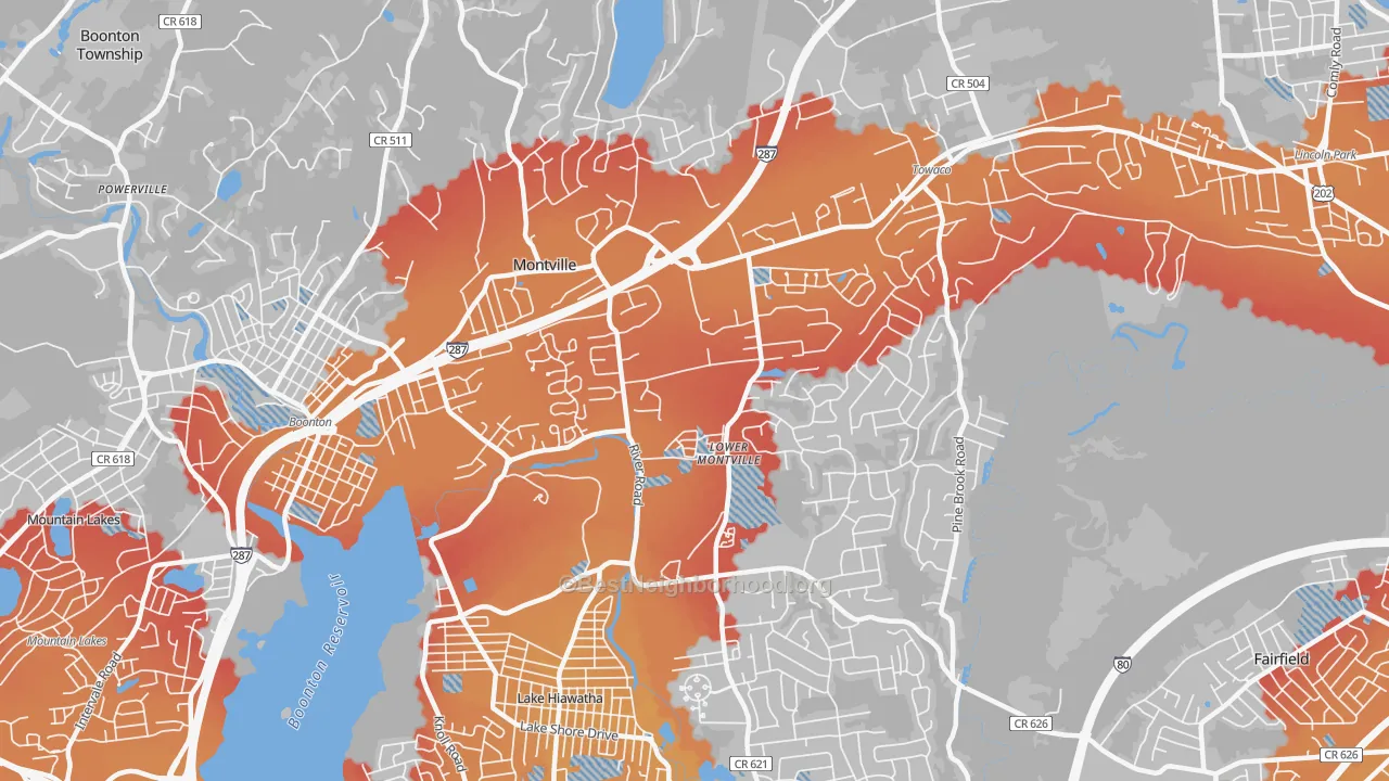 Transit Grade map of 07045, NJ