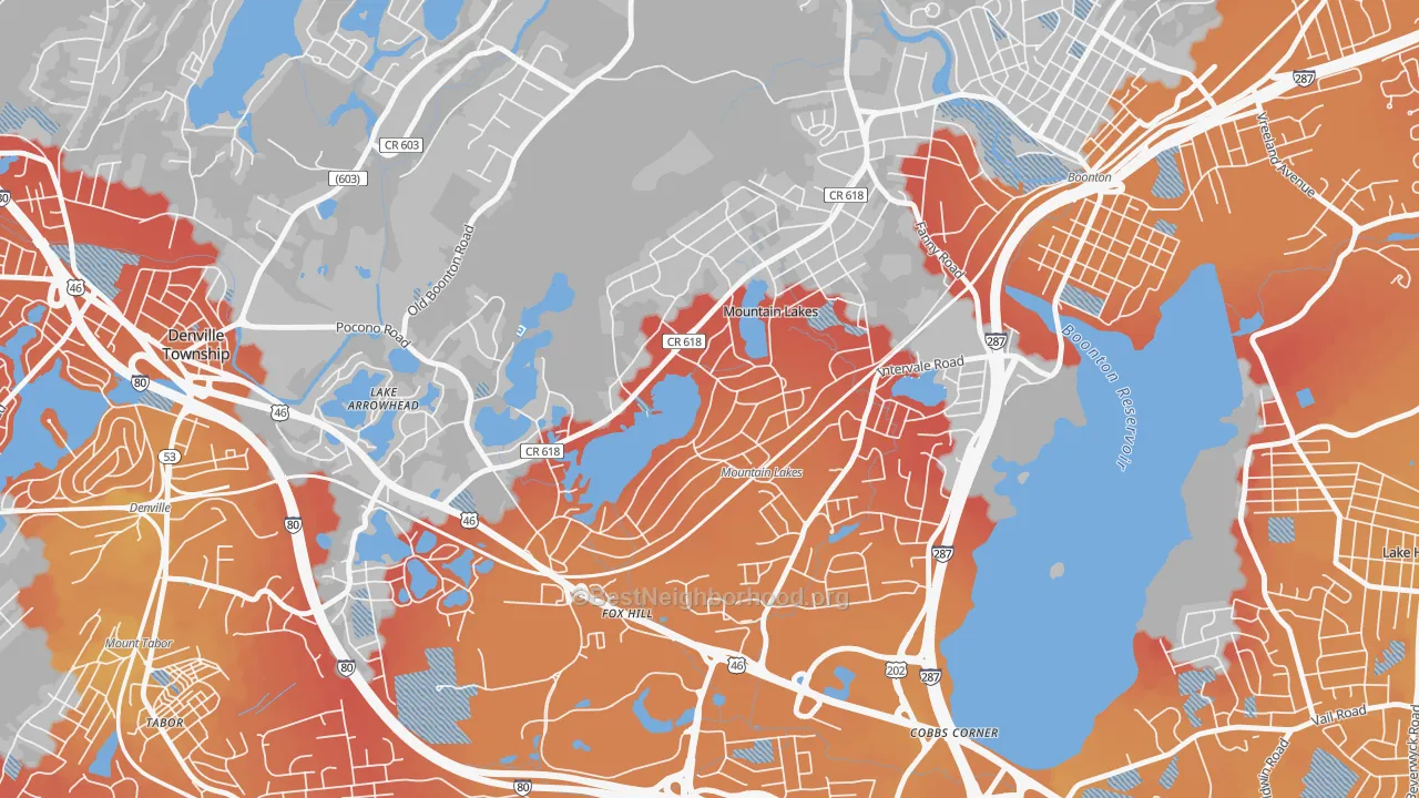 Transit Grade map of 07046, NJ