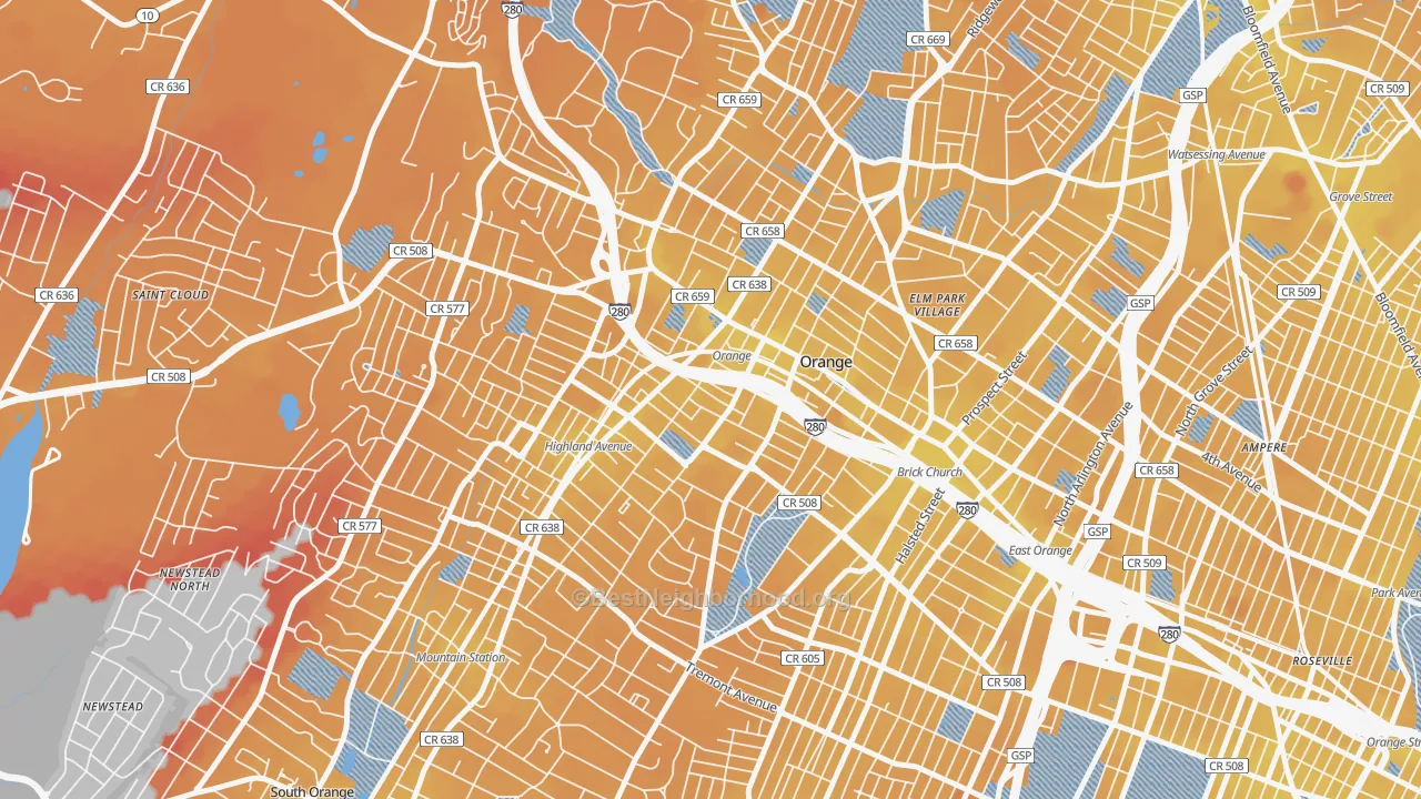 Transit Grade map of 07050, NJ