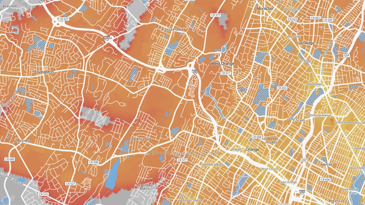 Transit Grade map of 07052, NJ