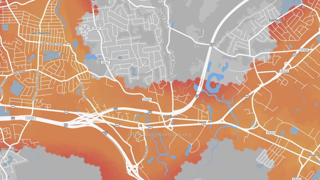 Transit Grade map of 07058, NJ