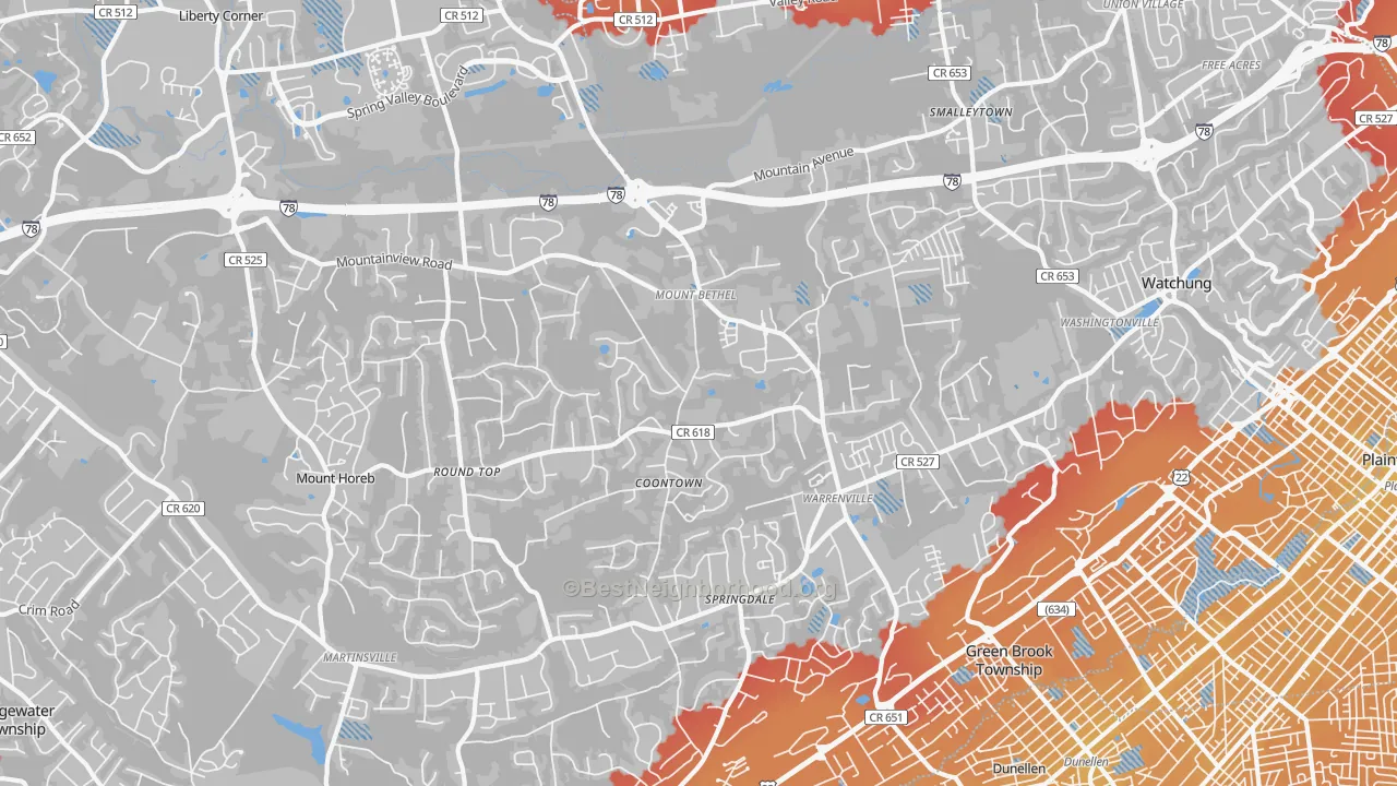 Transit Grade map of 07059, NJ
