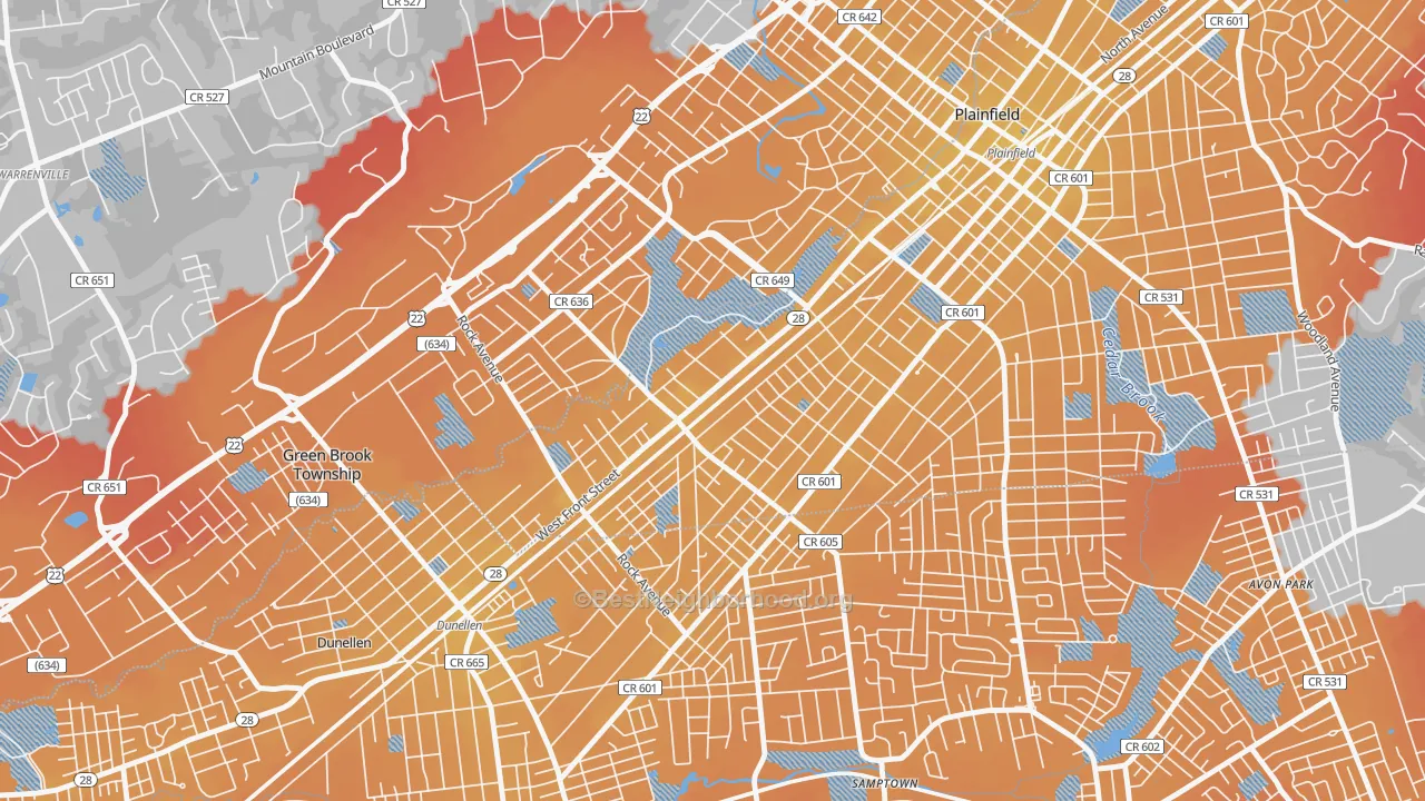 Transit Grade map of 07063, NJ
