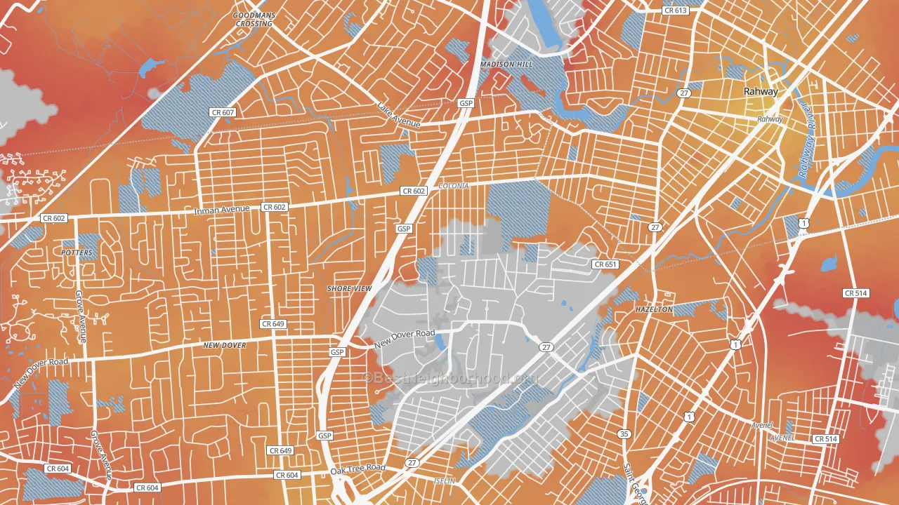 Transit Grade map of 07067, NJ