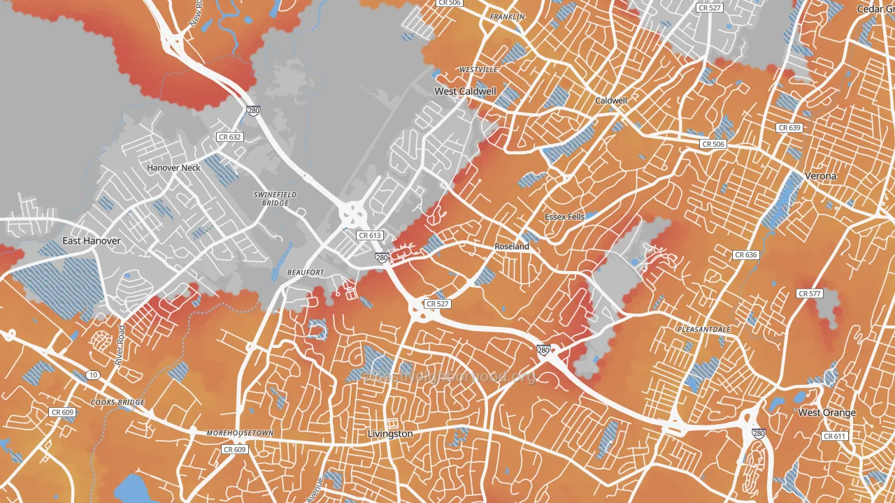 Transit Grade map of 07068, NJ