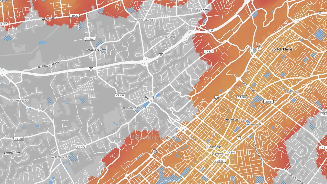 Transit Grade map of 07069, NJ