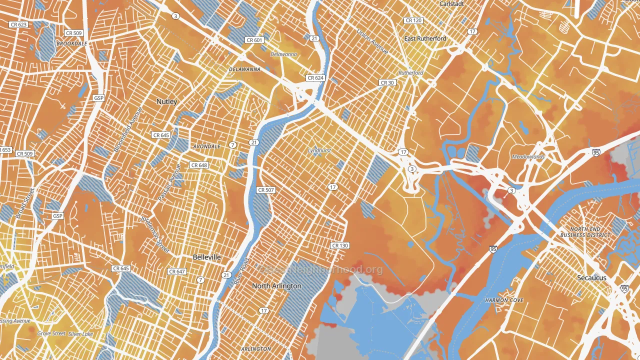 Transit Grade map of 07071, NJ