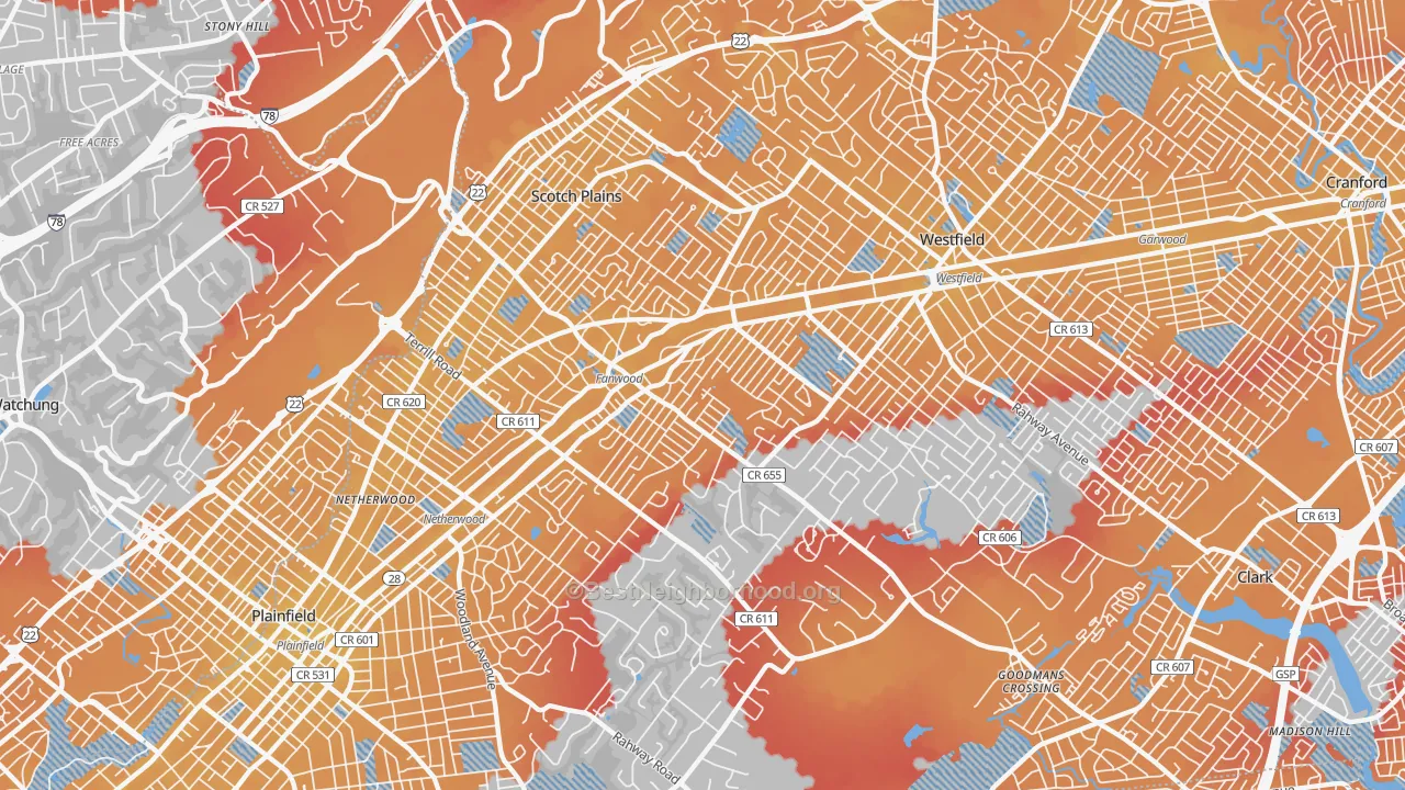 Transit Grade map of 07076, NJ
