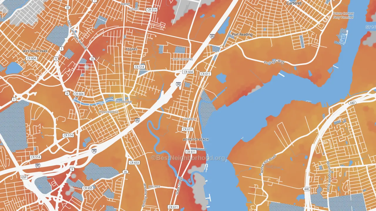 Transit Grade map of 07077, NJ