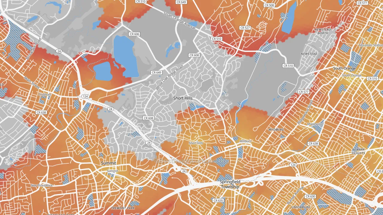 Transit Grade map of 07078, NJ