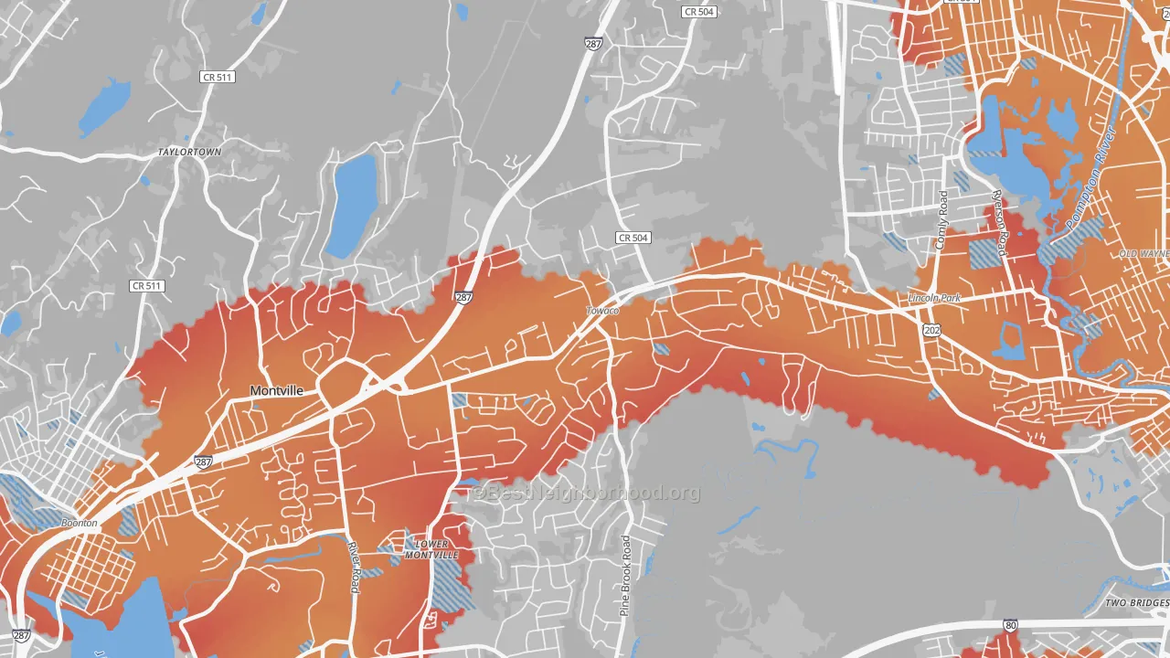 Transit Grade map of 07082, NJ