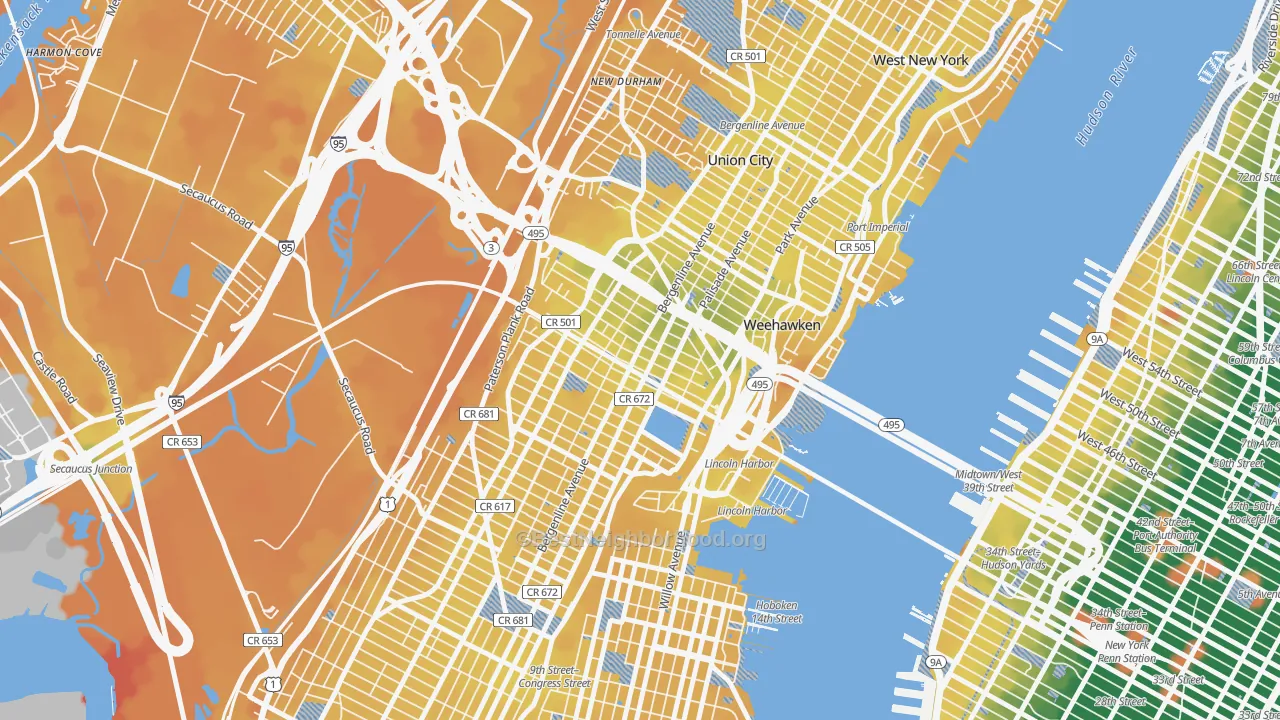 Transit Grade map of 07087, NJ