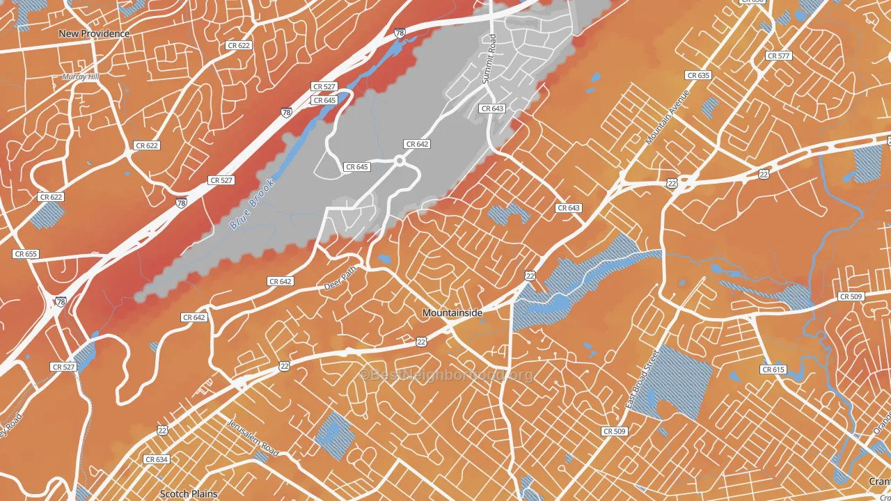 Transit Grade map of 07092, NJ