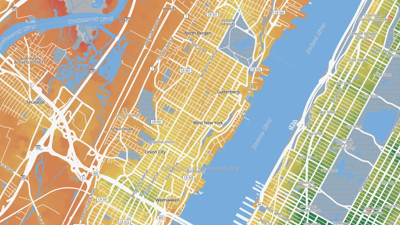 Transit Grade map of 07093, NJ