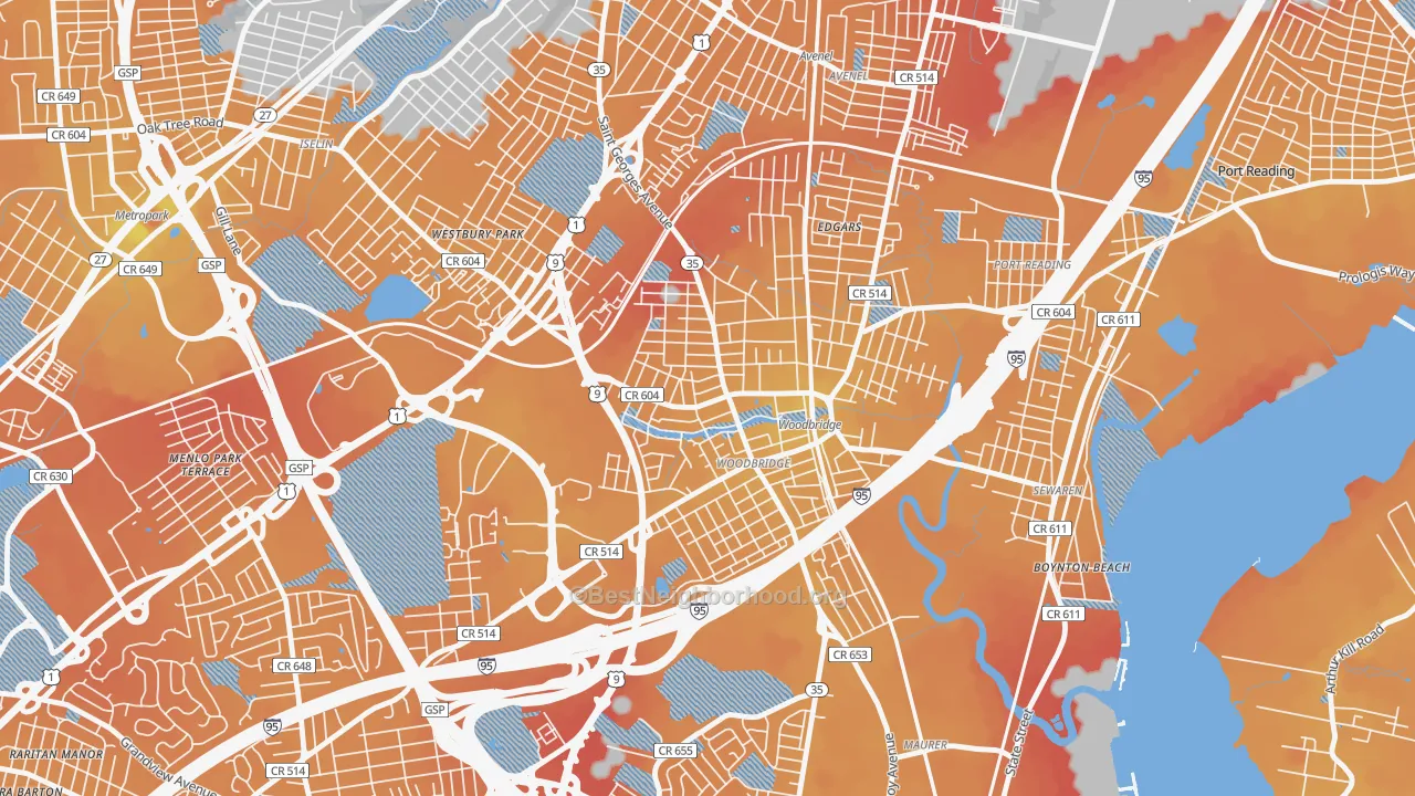 Transit Grade map of 07095, NJ