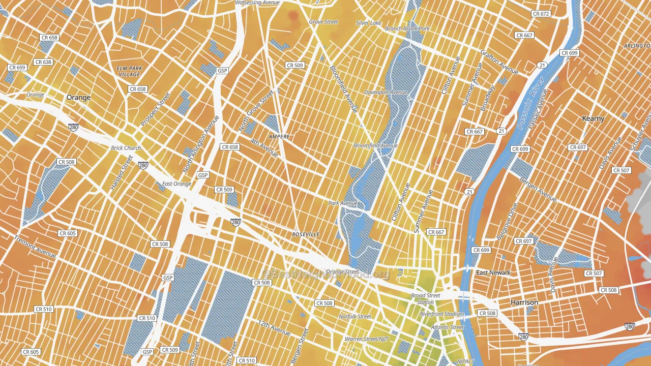 Transit Grade map of 07107, NJ