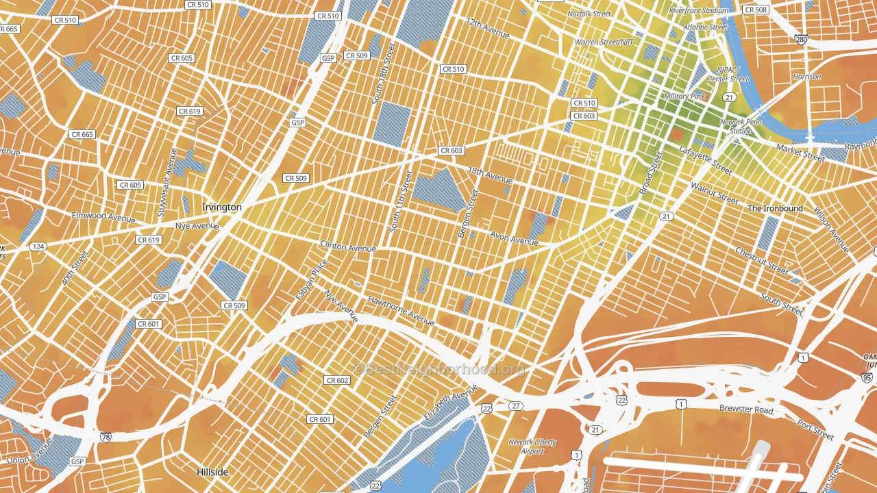 Transit Grade map of 07108, NJ