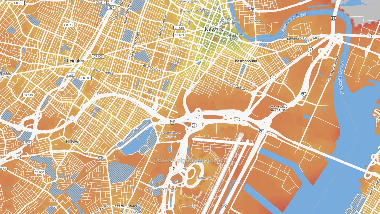 Transit Grade map of 07114, NJ