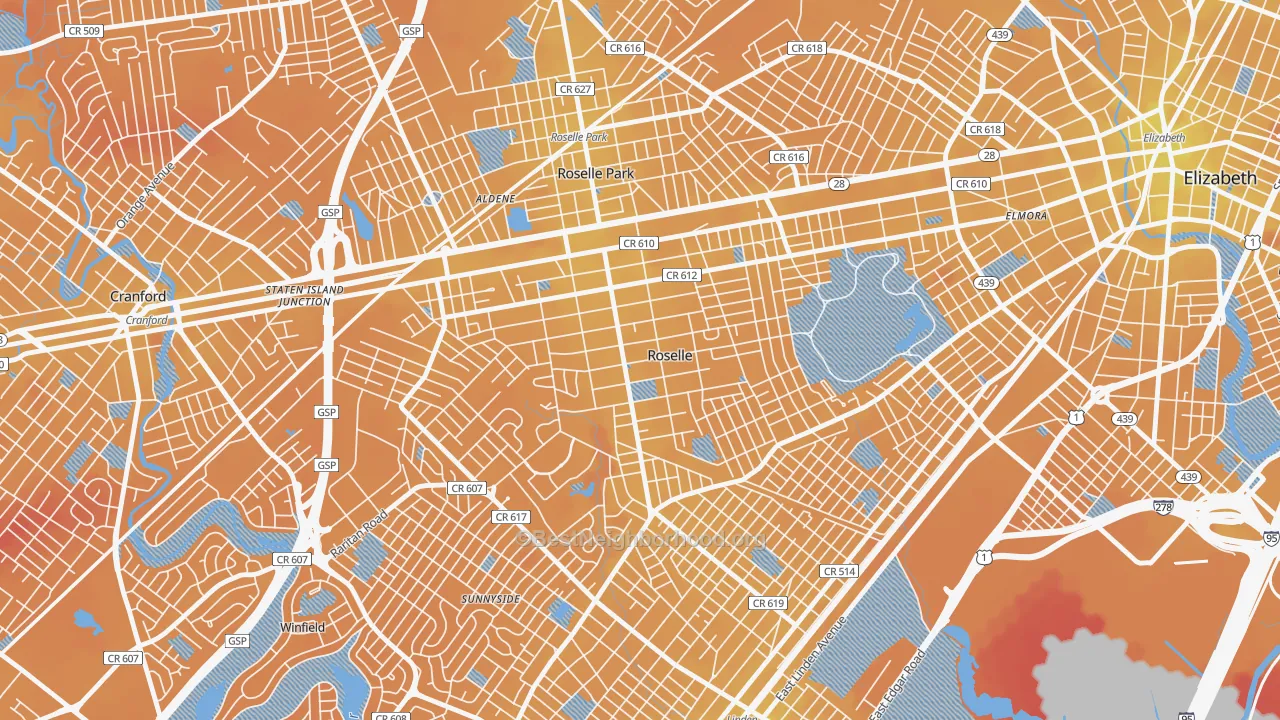 Transit Grade map of 07203, NJ