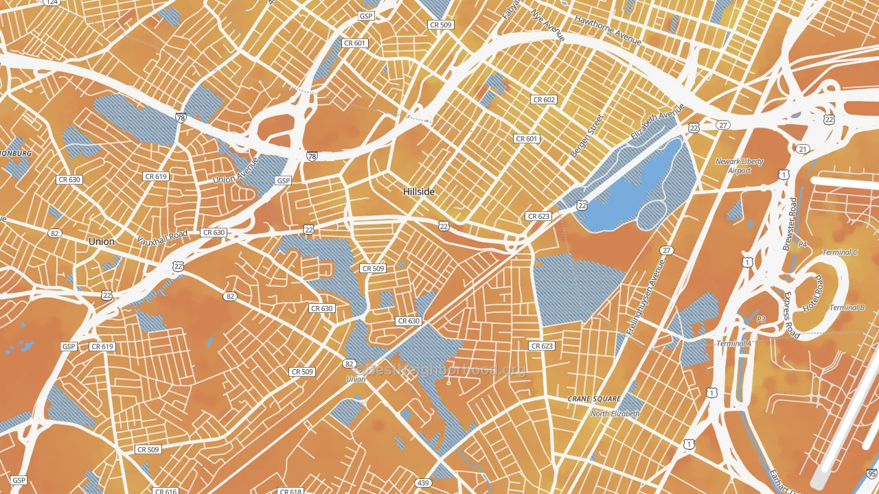 Transit Grade map of 07205, NJ