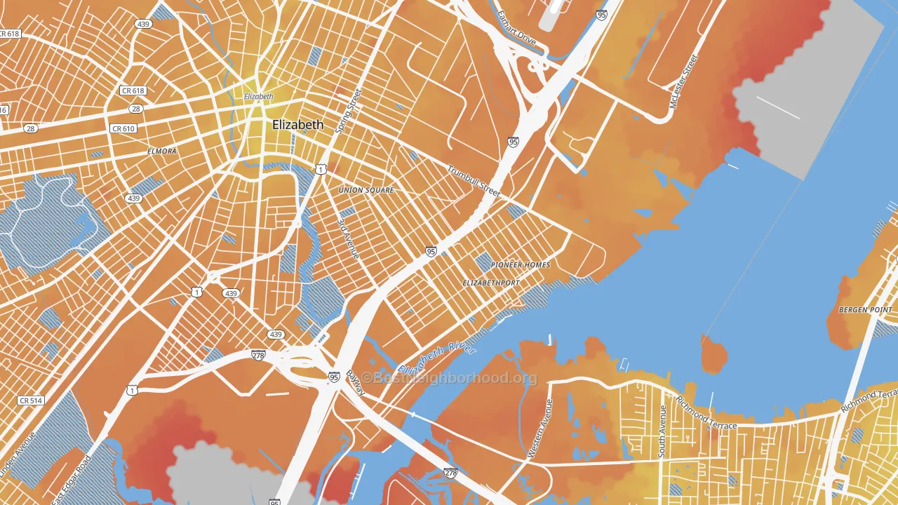 Transit Grade map of 07206, NJ