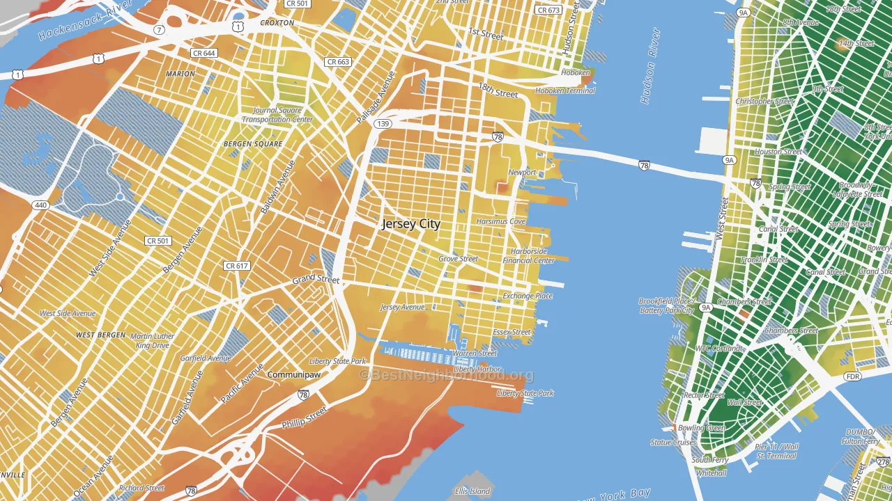 Transit Grade map of 07302, NJ