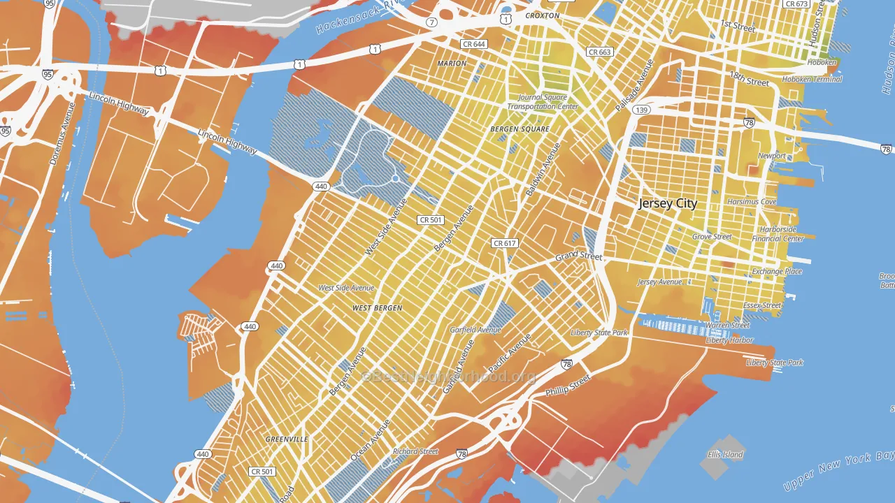 Transit Grade map of 07304, NJ