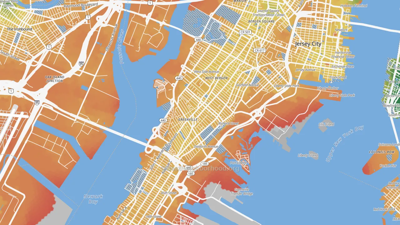 Transit Grade map of 07305, NJ