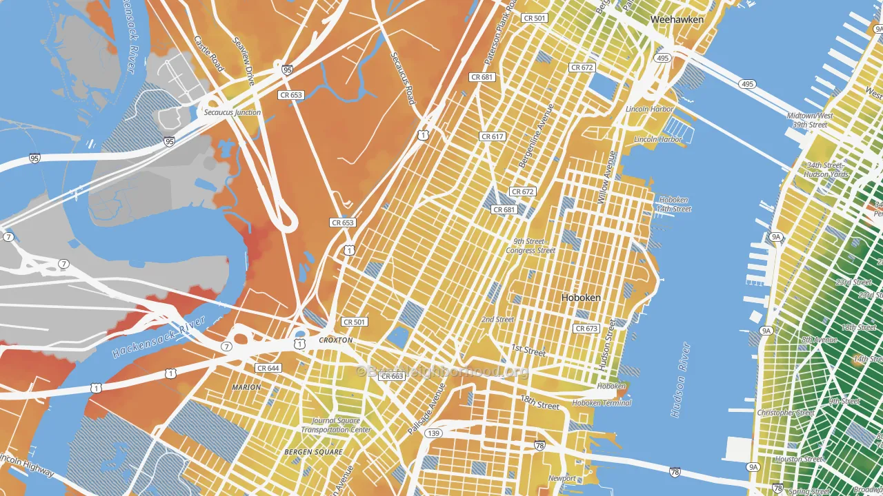 Transit Grade map of 07307, NJ
