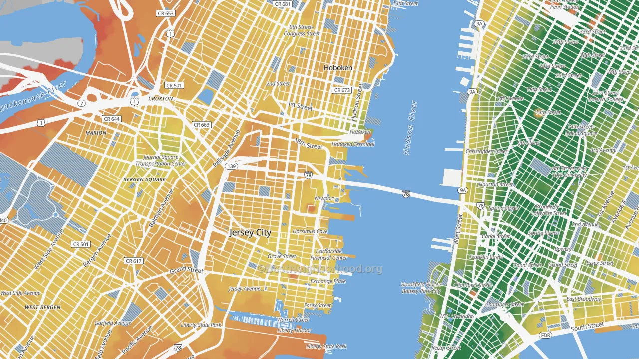 Transit Grade map of 07310, NJ