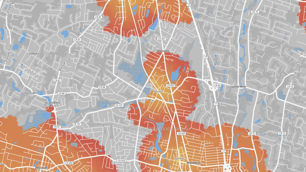 Transit Grade map of 07401, NJ
