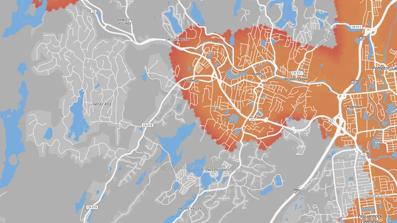 Transit Grade map of 07405, NJ