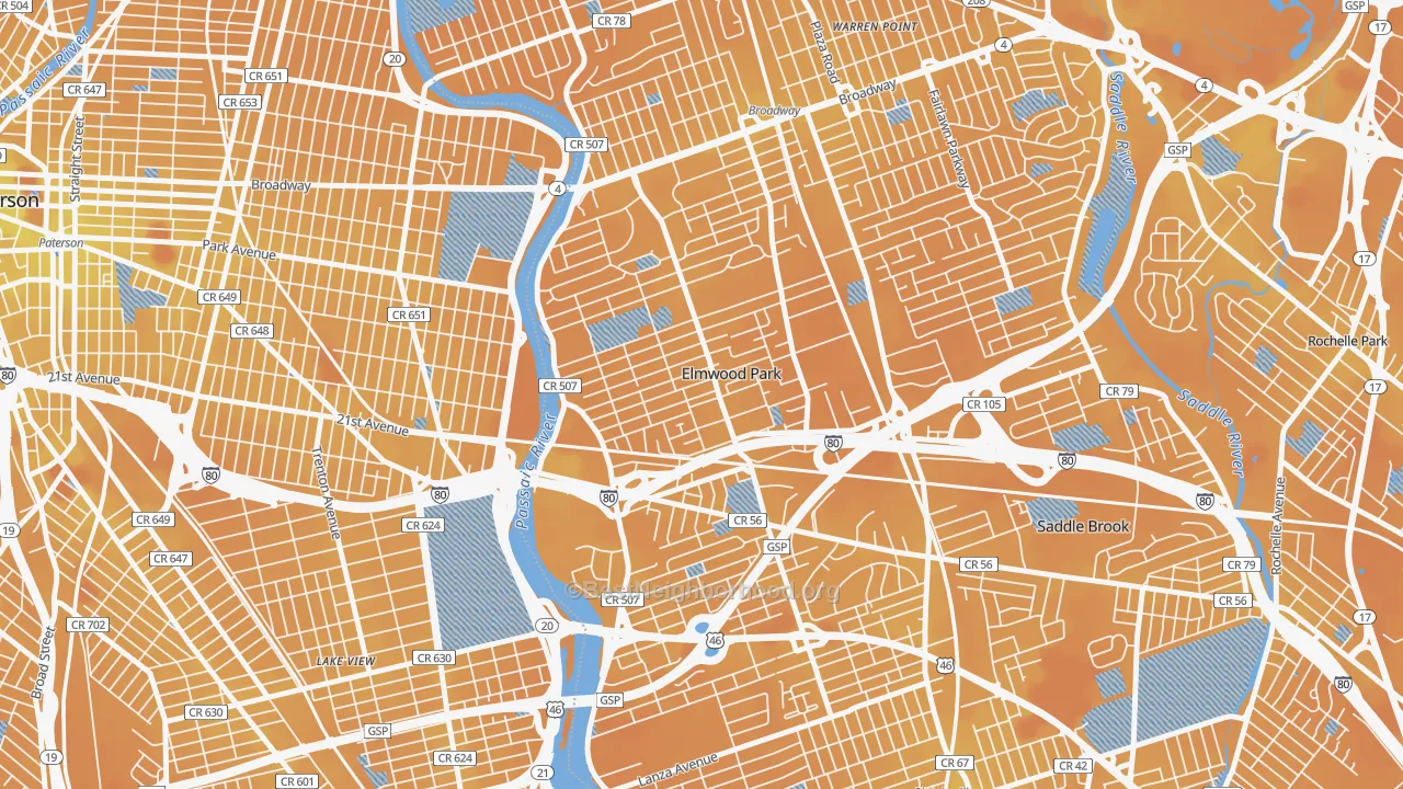 Transit Grade map of 07407, NJ