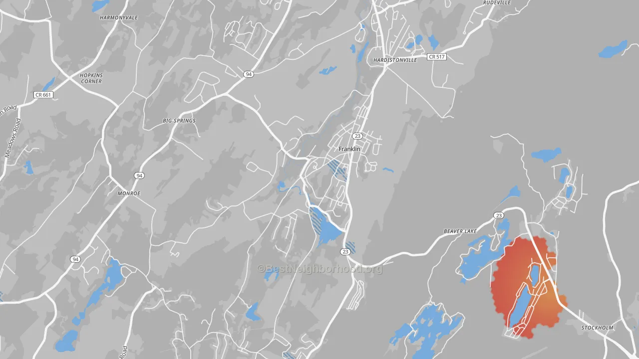 Transit Grade map of 07416, NJ