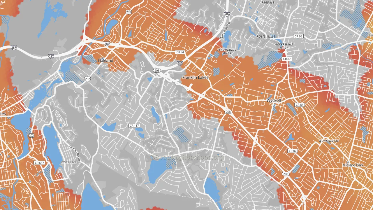 Transit Grade map of 07417, NJ